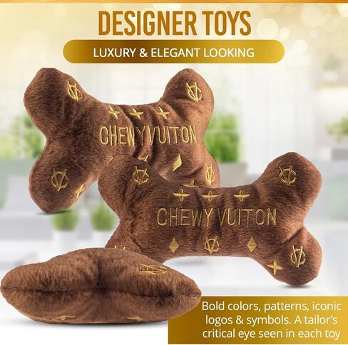 Bone Squeaky Dog Toy for Aggressive Chewers - Fashion Luxury Design Chewing Squeaky Sounding Bone Training Pet Toy - Dog Plush Dental Chew Toy for Small, Medium, Large Breed (Sniffany & Co.) in Saudi Arabia