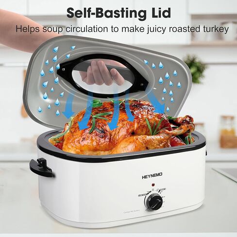 Roaster Oven 26 Quart Electric, Turkey Roaster with Lid Glass Window Design,Large Stainless Steel Turkey Roaster Oven in Kuwait