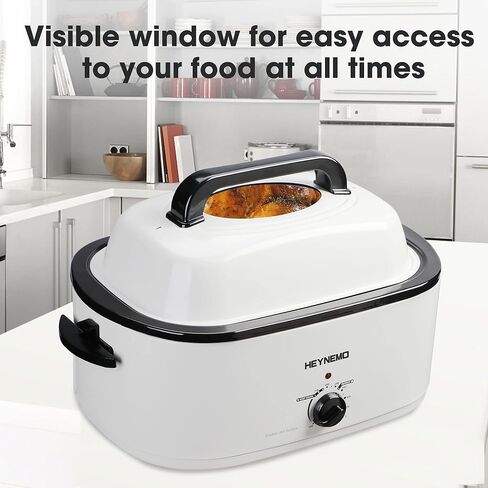 Roaster Oven 26 Quart Electric, Turkey Roaster with Lid Glass Window Design,Large Stainless Steel Turkey Roaster Oven in Kuwait