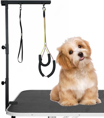 ذراع العناية بالكلاب مع مشبك، ذراع طاولة العناية بالكلاب بطول 91.44 سم، ارتفاع قابل للتعديل، حاملان بدون الجلوس، تصميم من ثلاثة أقسام مناسب للكلاب والقطط المتوسطة والصغيرة in Kuwait
