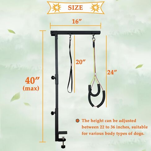 ذراع العناية بالكلاب مع مشبك، ذراع طاولة العناية بالكلاب بطول 91.44 سم، ارتفاع قابل للتعديل، حاملان بدون الجلوس، تصميم من ثلاثة أقسام مناسب للكلاب والقطط المتوسطة والصغيرة in Kuwait