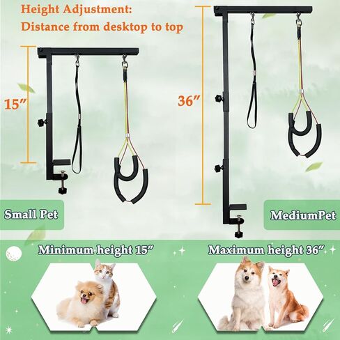ذراع العناية بالكلاب مع مشبك، ذراع طاولة العناية بالكلاب بطول 91.44 سم، ارتفاع قابل للتعديل، حاملان بدون الجلوس، تصميم من ثلاثة أقسام مناسب للكلاب والقطط المتوسطة والصغيرة in Kuwait