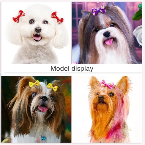20Pcs/10 Pairs Daisy Yorkie Dog Puppy Hair Bows with Rubber Bands Hair Accessories Bow Pet Grooming Cute Pet Small Hair Bowknot (Daisy) in Saudi Arabia