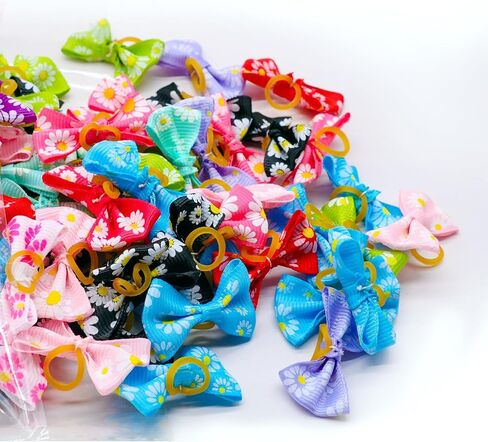 20Pcs/10 Pairs Daisy Yorkie Dog Puppy Hair Bows with Rubber Bands Hair Accessories Bow Pet Grooming Cute Pet Small Hair Bowknot (Daisy) in Saudi Arabia
