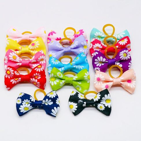 20Pcs/10 Pairs Daisy Yorkie Dog Puppy Hair Bows with Rubber Bands Hair Accessories Bow Pet Grooming Cute Pet Small Hair Bowknot (Daisy) in Saudi Arabia