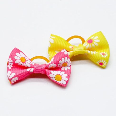 20Pcs/10 Pairs Daisy Yorkie Dog Puppy Hair Bows with Rubber Bands Hair Accessories Bow Pet Grooming Cute Pet Small Hair Bowknot (Daisy) in Saudi Arabia