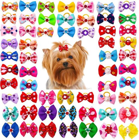 20Pcs/10 Pairs Daisy Yorkie Dog Puppy Hair Bows with Rubber Bands Hair Accessories Bow Pet Grooming Cute Pet Small Hair Bowknot (Daisy) in Saudi Arabia