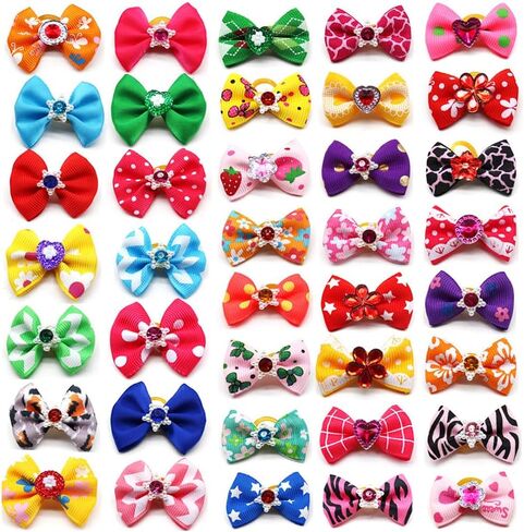 20Pcs/10 Pairs Daisy Yorkie Dog Puppy Hair Bows with Rubber Bands Hair Accessories Bow Pet Grooming Cute Pet Small Hair Bowknot (Daisy) in Saudi Arabia