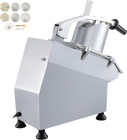 VEVOR Commercial Food Processor 2 Feeding Holes, 550W Electric Vegetable Slicer 1600 RPM, Stainless Steel Vegetable Processor Detachable 6-blades, 3mm/4mm/7mm Shred, 2mm/4mm Slice in Saudi Arabia