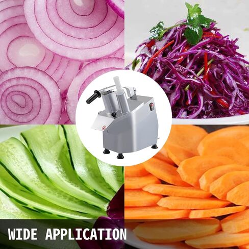 VEVOR Commercial Food Processor 2 Feeding Holes, 550W Electric Vegetable Slicer 1600 RPM, Stainless Steel Vegetable Processor Detachable 6-blades, 3mm/4mm/7mm Shred, 2mm/4mm Slice in Saudi Arabia