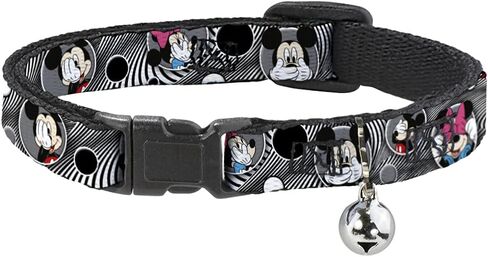 Buckle-Down Breakaway Cat Collar - Mickey & Minnie Peek-a-Boo Expressions Swirl Black/White - 1/2" Wide - Fits 8-12" Neck - Medium in Saudi Arabia