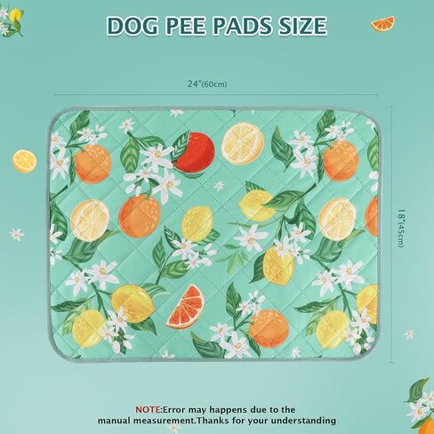 BVAGSS Washable Pee Pads for Dogs, 2 Pack Reusable Leakproof Puppy Wee Wee Pads, Non-Slip Waterproof Pet Training Pads, Super Absorbent Whelping Pads XH081 (Green Lemon,24''x18'') in Saudi Arabia