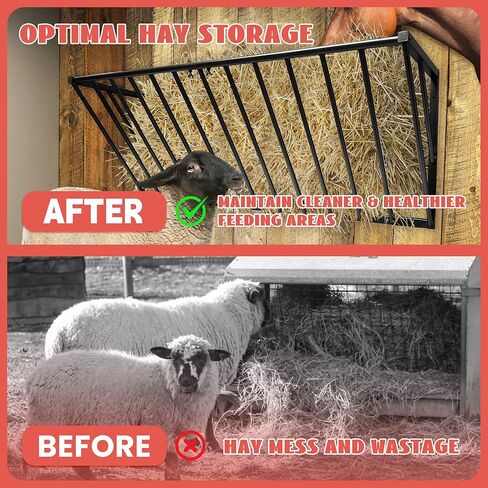 Hay Feeder 63 Inch, Hay Rack Carbon Steel 48 Gallon, Goat Hay Feeder Wall-mounted, Horse Feeder in Kuwait