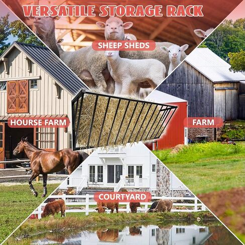 Hay Feeder 63 Inch, Hay Rack Carbon Steel 48 Gallon, Goat Hay Feeder Wall-mounted, Horse Feeder in Kuwait