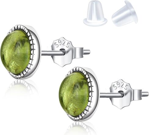 Real Green Peridot 925 Sterling Silver Earrings Dainty Crystal August Birthstone Hypoallergenic Gemstone Stud Earrings 6MM Handmade Peridot Jewelry Graduation Birthday Day Gift for Women and Girls in Saudi Arabia