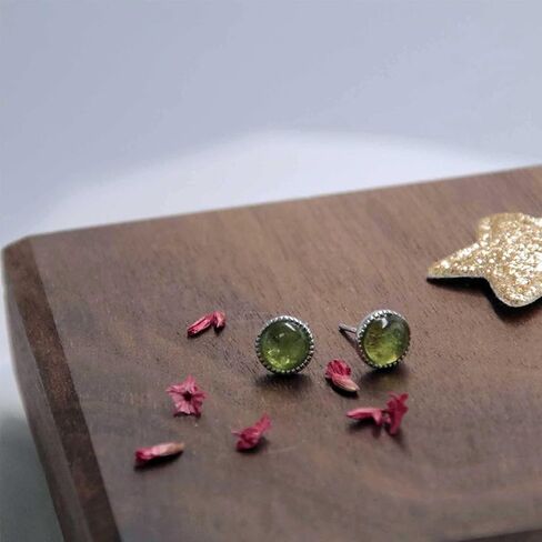 Real Green Peridot 925 Sterling Silver Earrings Dainty Crystal August Birthstone Hypoallergenic Gemstone Stud Earrings 6MM Handmade Peridot Jewelry Graduation Birthday Day Gift for Women and Girls in Saudi Arabia