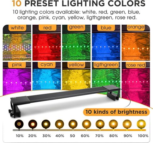 hygger 10W LED Aquarium Light for Plants, Full Spectrum Fish Tank Light with Timer Auto On/Off, 24/7 Lighting with Multi-Color, Adjustable Brightness, External Controller, for Freshwater(7"-12") in Saudi Arabia