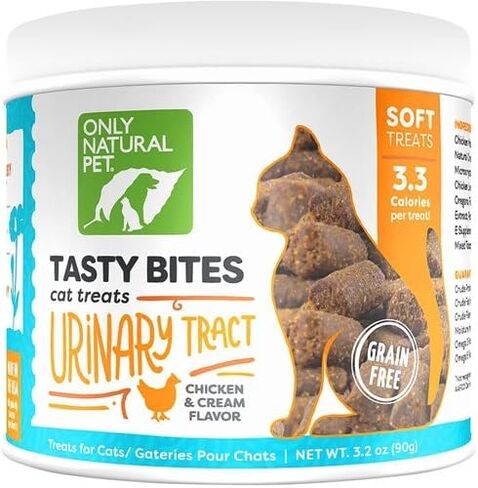 حلوى المسالك البولية الخالية من الحبوب من أونلي بت الطبيعية للحيوانات الأليفة مع مستخلص التوت البري وزيت الأنشوجة البرية وبذور الكتان لدعم صحة المسالك البولية - الدجاج والكريمة، 90 قطعة مضغ in Kuwait