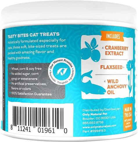 حلوى المسالك البولية الخالية من الحبوب من أونلي بت الطبيعية للحيوانات الأليفة مع مستخلص التوت البري وزيت الأنشوجة البرية وبذور الكتان لدعم صحة المسالك البولية - الدجاج والكريمة، 90 قطعة مضغ in Kuwait