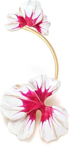 Flower Ear Cuff Earrings for Women Exaggerated Big Flower Earrings Pink White Enameled Floral Earrings Cuffs Non Pierced Jewelry Gifts for Girls in Saudi Arabia