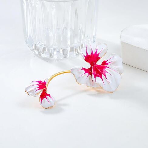 Flower Ear Cuff Earrings for Women Exaggerated Big Flower Earrings Pink White Enameled Floral Earrings Cuffs Non Pierced Jewelry Gifts for Girls in Saudi Arabia