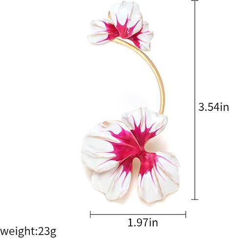 Flower Ear Cuff Earrings for Women Exaggerated Big Flower Earrings Pink White Enameled Floral Earrings Cuffs Non Pierced Jewelry Gifts for Girls in Saudi Arabia