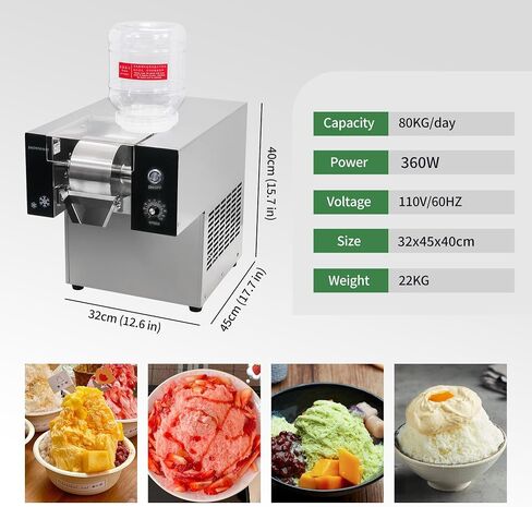 176LBS/Day Commercial Snowflake Ice Machine, Snowflake ice Maker, Electric Countertop Snowflake Ice Shaver for Restaurant Supermarket Cafe 110V, Silver in Saudi Arabia