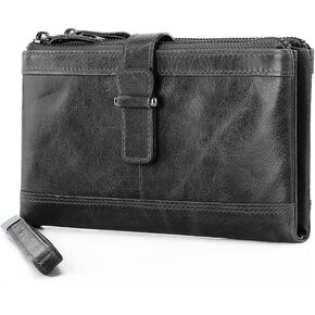 SUMGOGO Wallet for Men Leather Bifold Large Long Clutch Handbag Wallets Wristlet RFID Blocking Card Holder Purse for Men Women (Coffee)