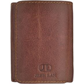 Jeph Lan Men’s Trifold Wallet Genuine Leather RFID Blocking Card Holder for Men with Coin Pocket and ID Windows