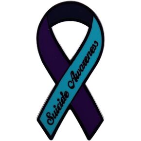 Suicide Awareness Ribbon Enamel Lapel Pin Deep purple brooch badge Mental Health Jewelry accessories