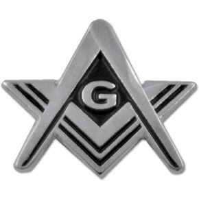 Square & Compass Masonic Lapel Pin - [Silver & Black][3/4'' Wide]