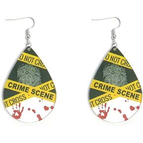 3 Styles Halloween Crime Scene Acrylic Drop Dangle Earrings for Women Men Funny Cool Oval Bleeding Handprint Geometric Dangle Earrings Party Jewelry Halloween Costume Fashion Accessories