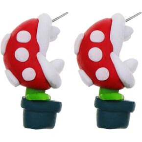 Lovely Piranha Flower Stud Earrings - Piranha Plant Flower Chompers Corpse Flower Stud Earrings - Maneater Cannibal Flower Earrings - Handmade Polymer Clay Jewelry-Piranha flower
