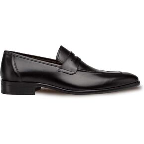 Mezlan Newport - Mens Luxury Penny Loafer Featuring Hand Finishes - Smooth European Calfskin Loafer - Handcrafted in Spain - Medium Width (Black, 10)