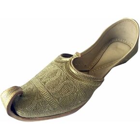Men's Flat Full Gold Zari Khussa Shoes Pakistani Style Punjabi Jutti