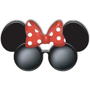 Jerry Leigh Minnie Mouse Sun-Staches, Round Black Frames with Red Bow, Favorite Disney Character Youth Sunglasses, One Size