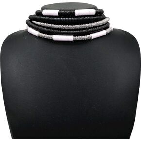 HENGYID African Necklace - Ankara Jewelry - Sunkissed Marula Kente Choker & Bib African Necklace Jewelry Set