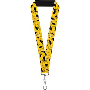 Buckle-Down Lanyard-1.0"-Bananas Stacked Cartoon Black//Yellows