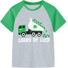 St. Patrick's Day Shirts Clover Tees Irish Shamrock Short Sleeve Dinosaur T-Shirt for Kids 2-8 Years
