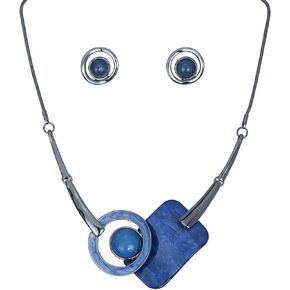 Fenni Jewelry Square Circle Shape Bib Statement Necklaces and Earrings Jewelry Sets for Women Chunky Necklace Dinner Party Wedding Jewelry
