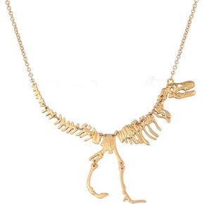 ZOLEAROPY Dinosaur Skeleton Vintage Collar Necklaces Statement Gothic Tyrannosaurus T-Rex Bone Choker Pendant Necklaces Bib Fashion Costume Jewelry