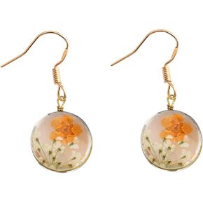 SEIRAA Dried Flower Earring Pressed Flower Jewelry Boho Sunflower Earring Set Pressed Wild Flower Pendant Gift For Her