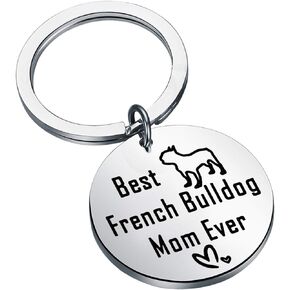 BEKECH French Bulldog Gifts Best French Bulldog Mom Ever Keychain Frenchie for Dog Lovers
