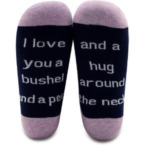 MBMSO 2 Pairs I Love You a Bushel and a Peck Socks for Mother Grandma Inspirational Gifts