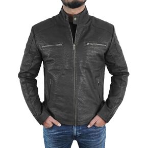 سترة جلدية من STOREJEES Snuff للرجال - سترة من جلد الغزال بتصميم كلاسيكي للرجال ملابس خارجية للرجال من جلد الغزال in Kuwait