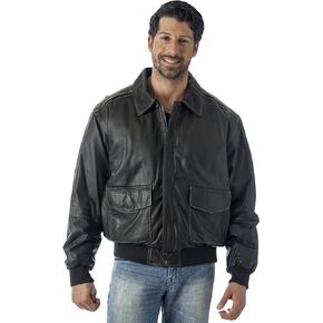 REED Men's Premium Leather Aviator Bomber Jacket