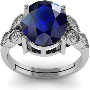 8.00 Carat Natural Blue Sapphire German Silver Ring Every Occasion Wear For Men And Women