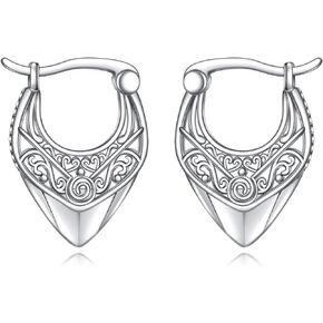 Boho Hoop Earrings Sterling Silver Fashion Vintage Filigree Conical Small Hoop Earrings Jewelry Gifts for Women Girls