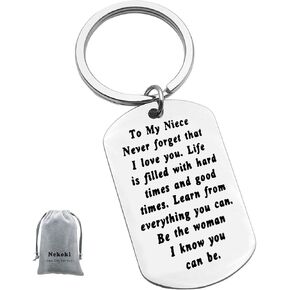 To My Niece Keychain Gift Inspirational Niece Gifts from Aunt Uncle Never Forget That I Love You Keychain Encouragement Jewelry Gifts for Niece Birthday Christmas Gift to Niece