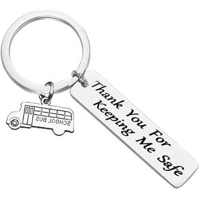 Bus Driver Appreciation Gift Thank You for Keeping Me Safe School Bus Driver Keychain,Thank You Jewelry Gifts Keyring for Driver Christmas Birthday